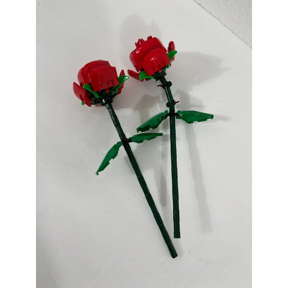 2 Lego Red‎ Roses Flower Building Blocks STEM Toy Display Decor 9.5 in